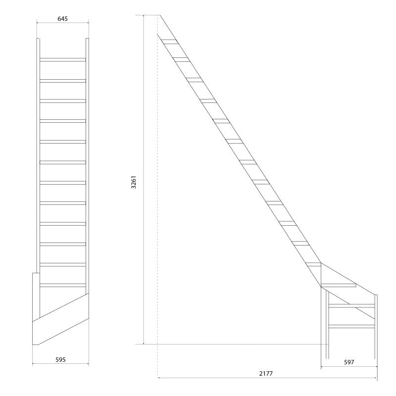 Müllertreppe aus Holz – "Kopenhaga 645" – links gewendelt