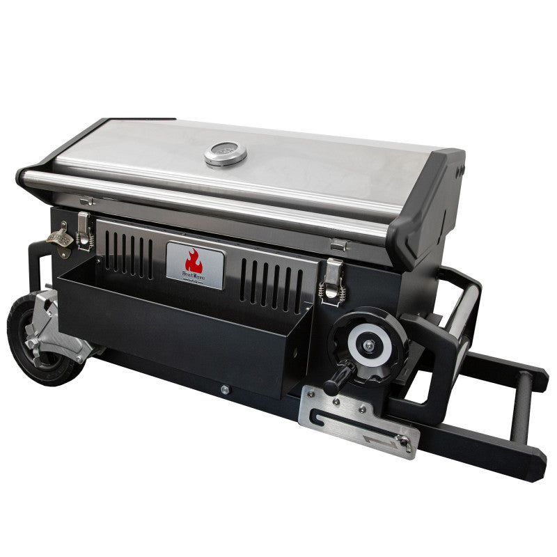 Großer Holzkohlengrill LUX 139 × 57 × 100 cm–Premium-Stahl mit Gusseisenrost