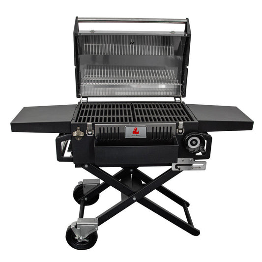 Großer Holzkohlengrill LUX 139 × 57 × 100 cm–Premium-Stahl mit Gusseisenrost