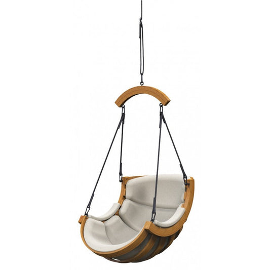 Fly One mit kurvig Querbalken Beige – der exklusive Schaukelsessel aus Holz