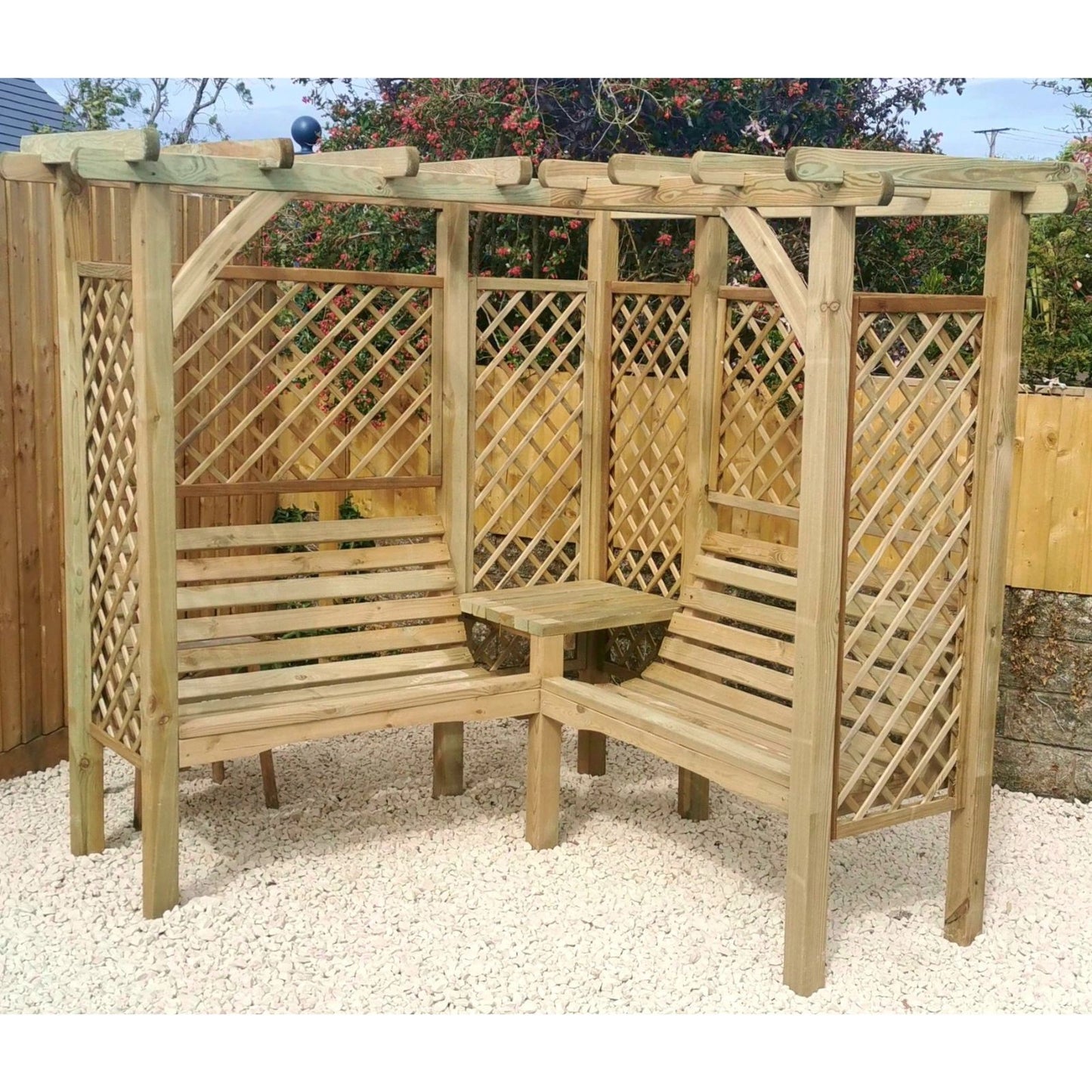 Milton Doppelpergola mit Bank