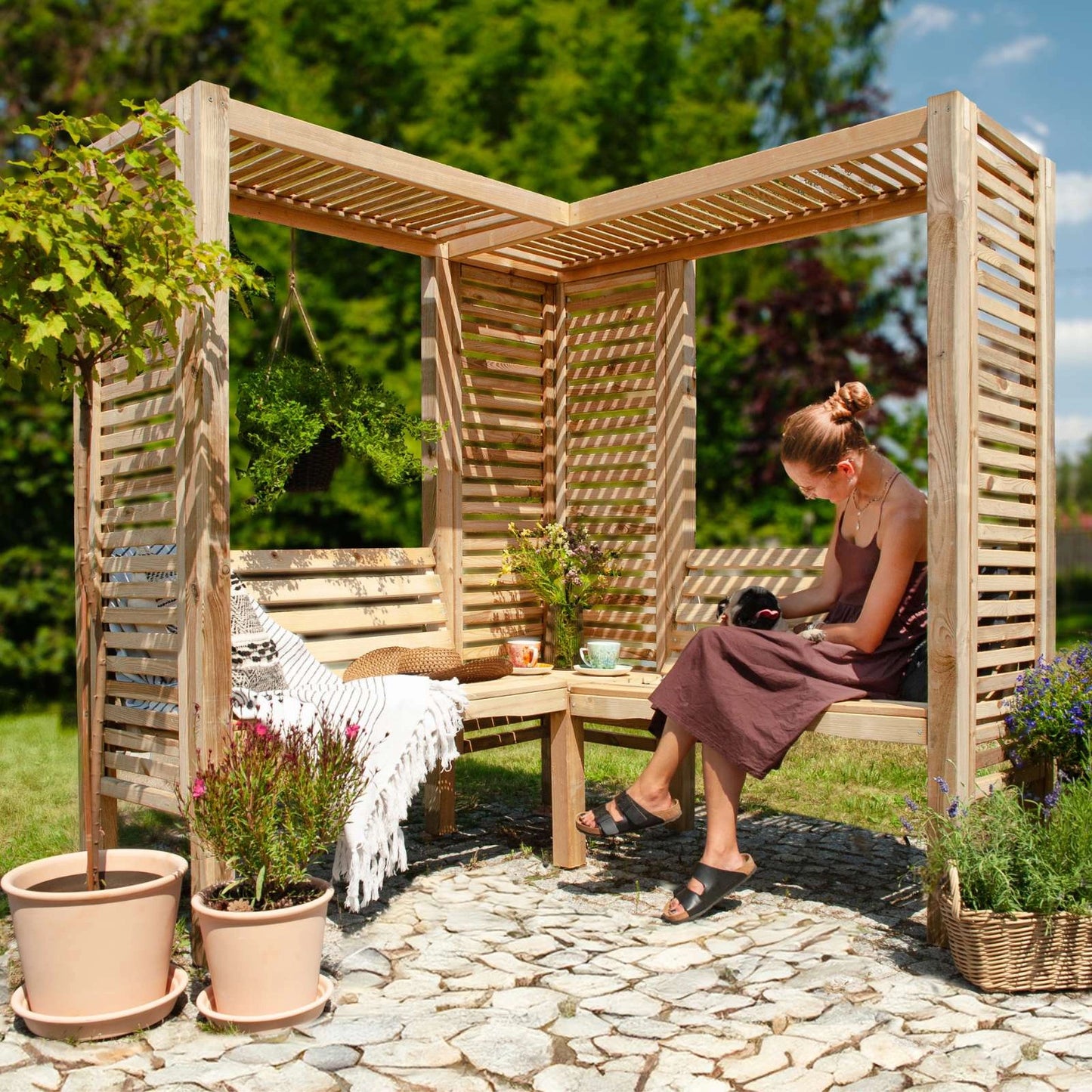 Milton 2 Doppelpergola mit Bank