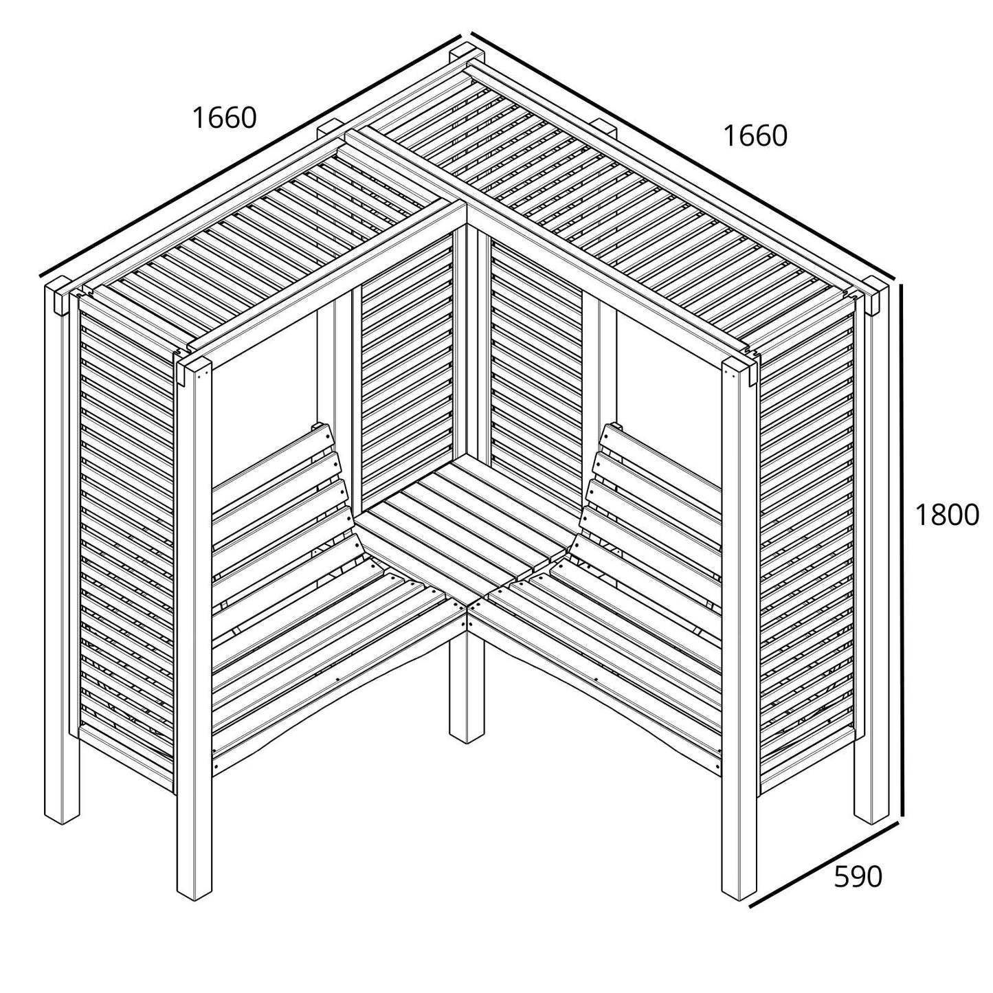 Milton 2 Doppelpergola mit Bank