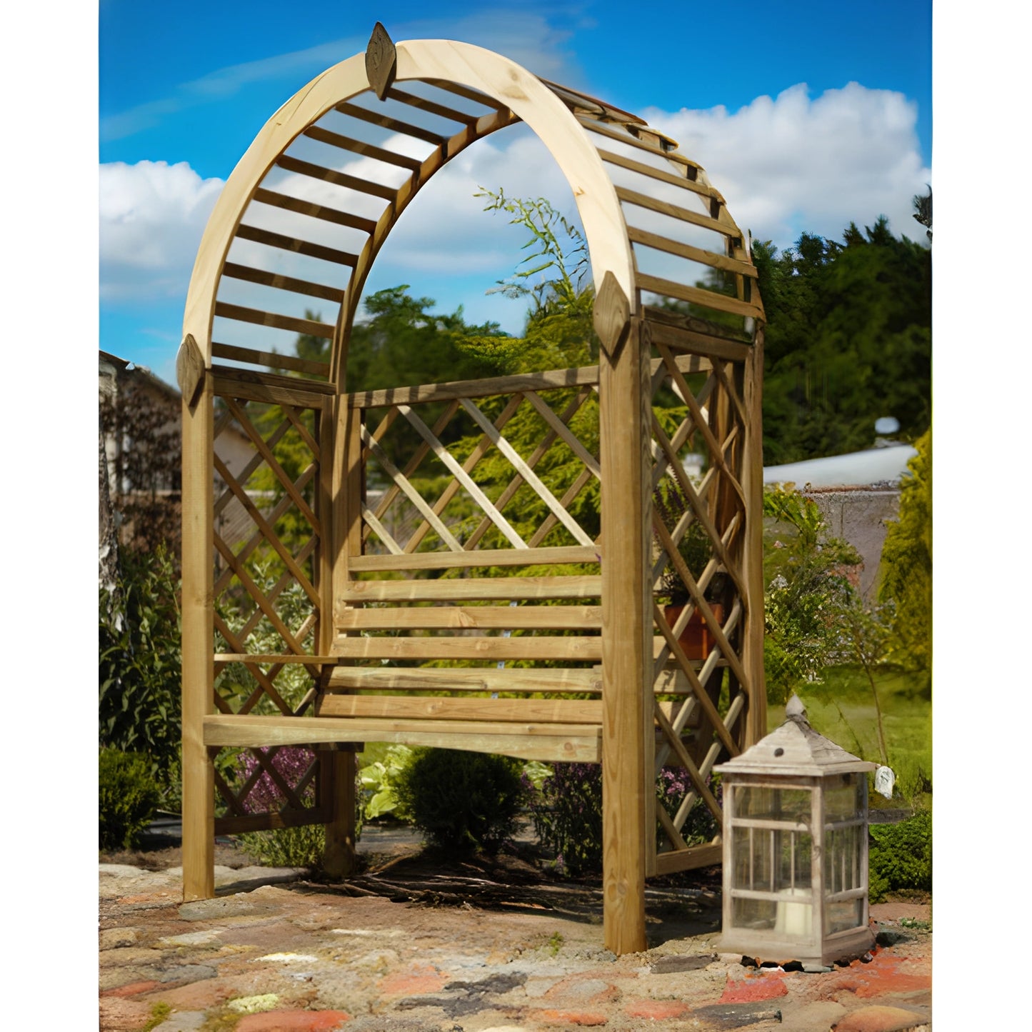 Rosenbogen Pergola mit Bank