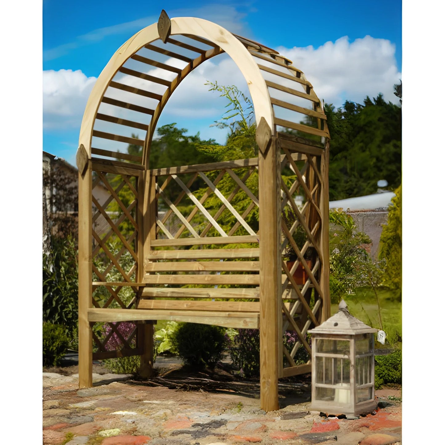 Rosenbogen Pergola mit Bank