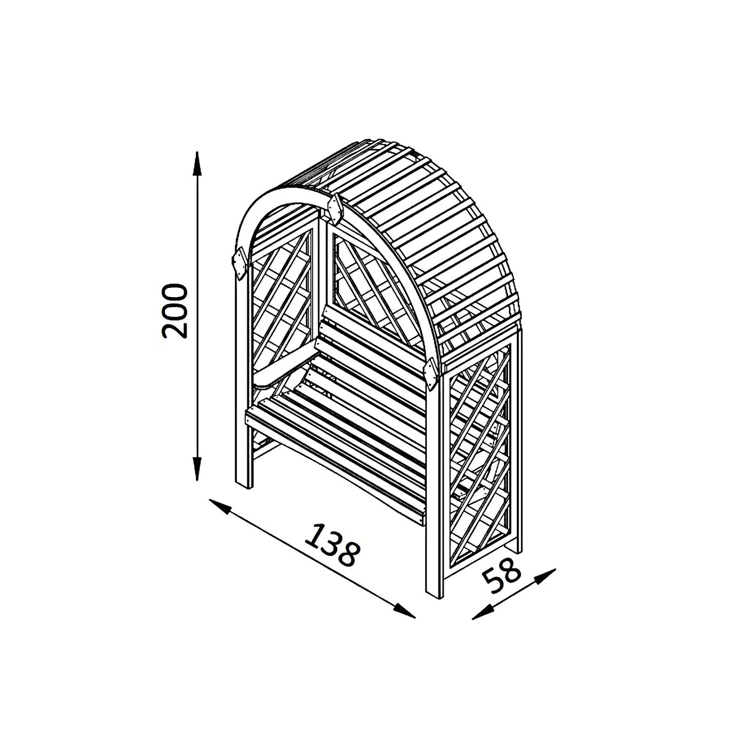 Rosenbogen Pergola mit Bank