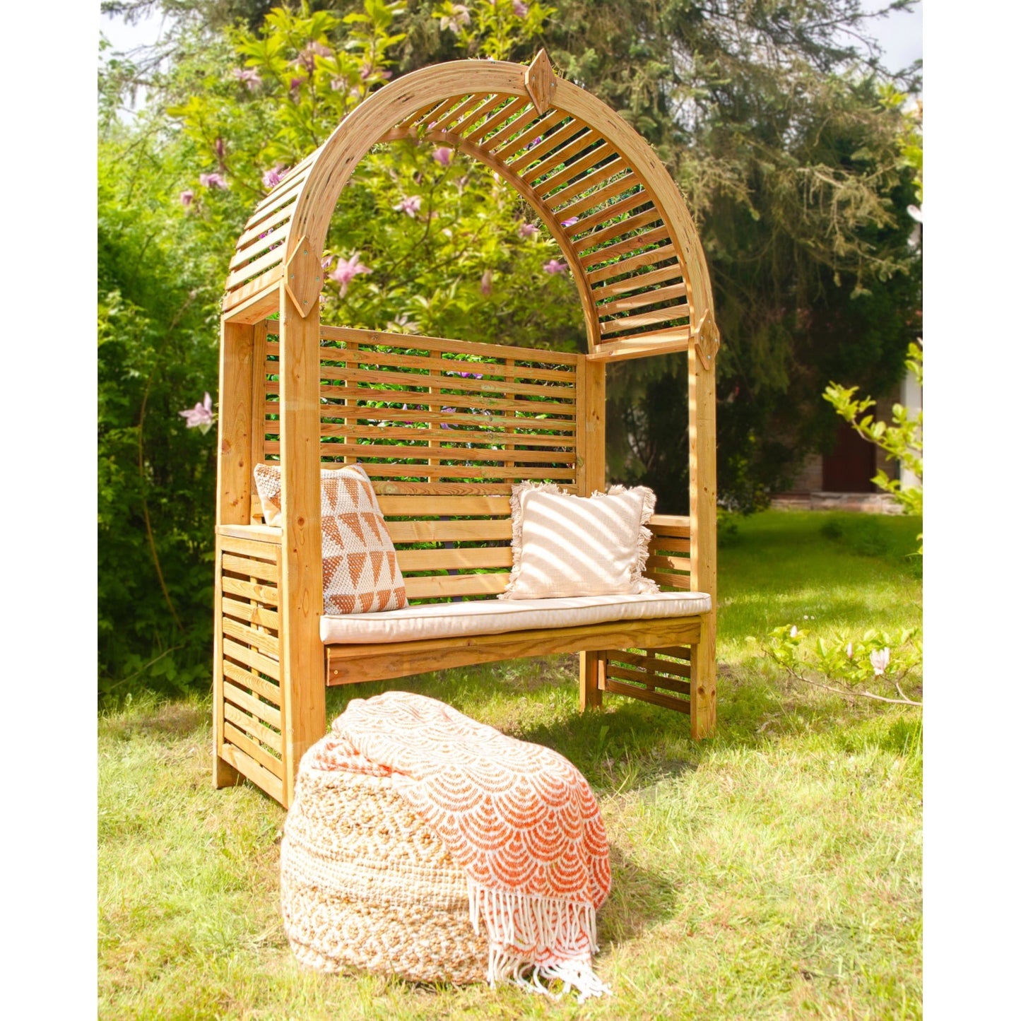Rosenbogen Pergola mit Bank Roccolo