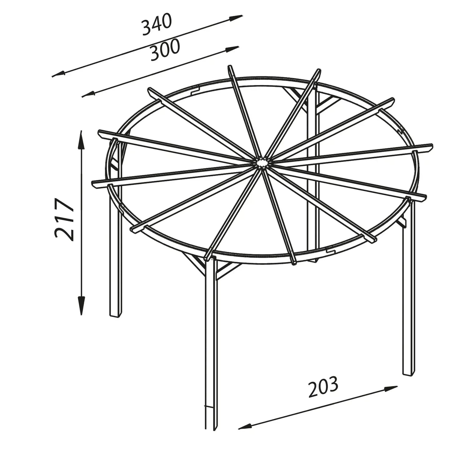 Runde Pergola aus Holz 2