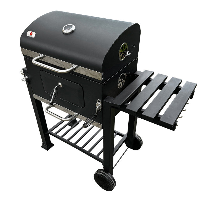 Holzkohlegrill 113,5 × 50 × 107 cm mit Gusseisenrost