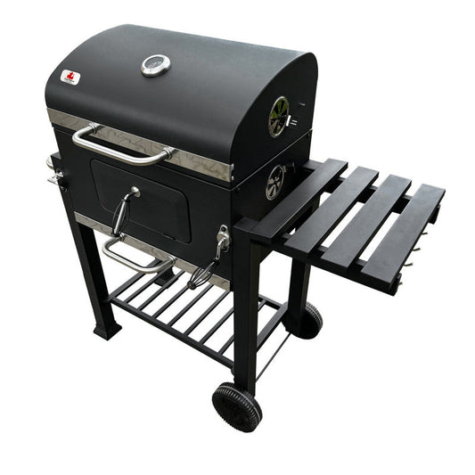 Holzkohlegrill 113,5 × 50 × 107 cm mit Gusseisenrost