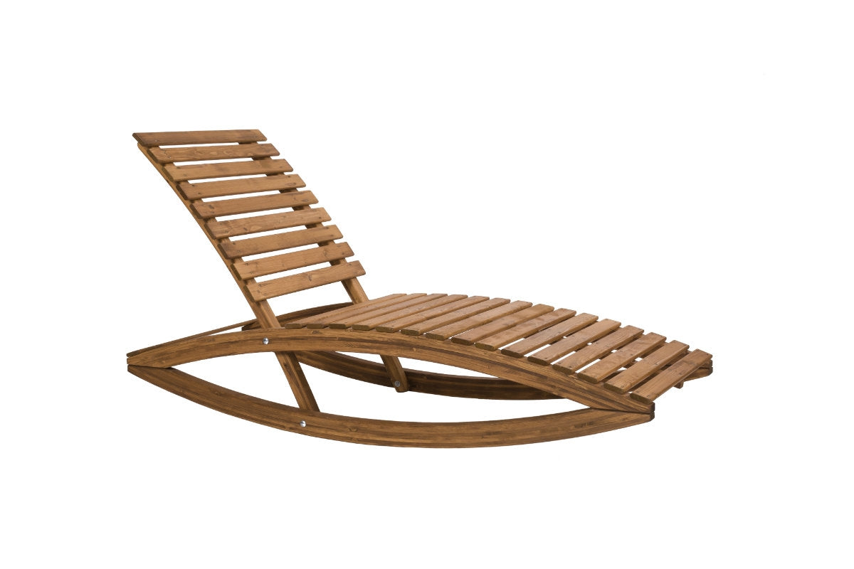 Beige Olefin-Schaukelliege Liegestuhl Joy Lounger aus Holz