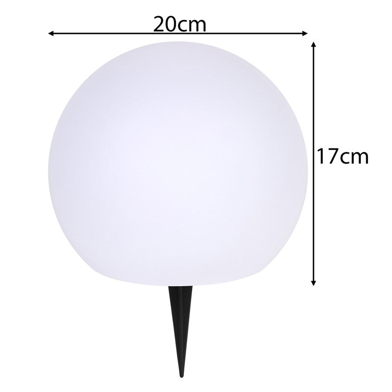 Solar-Gartenkugel Ø 20 cm – LED-Leuchte mit weißem Licht und Farbwechsel