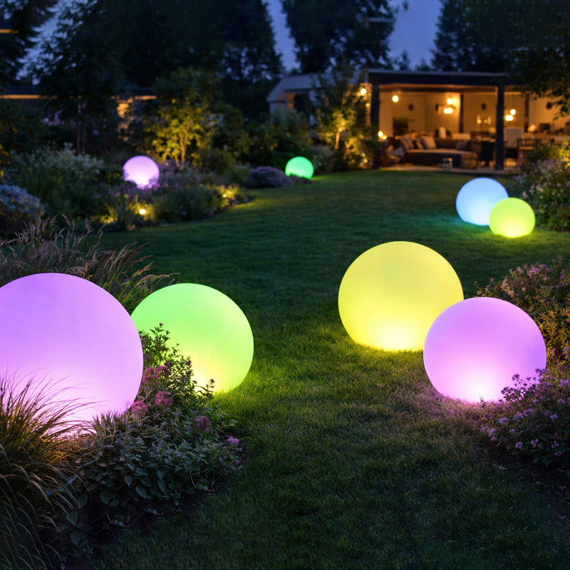 Solar-Gartenkugel LUNAR Ø 40 cm – RGB-LED mit Fernbedienung und Erdspieß