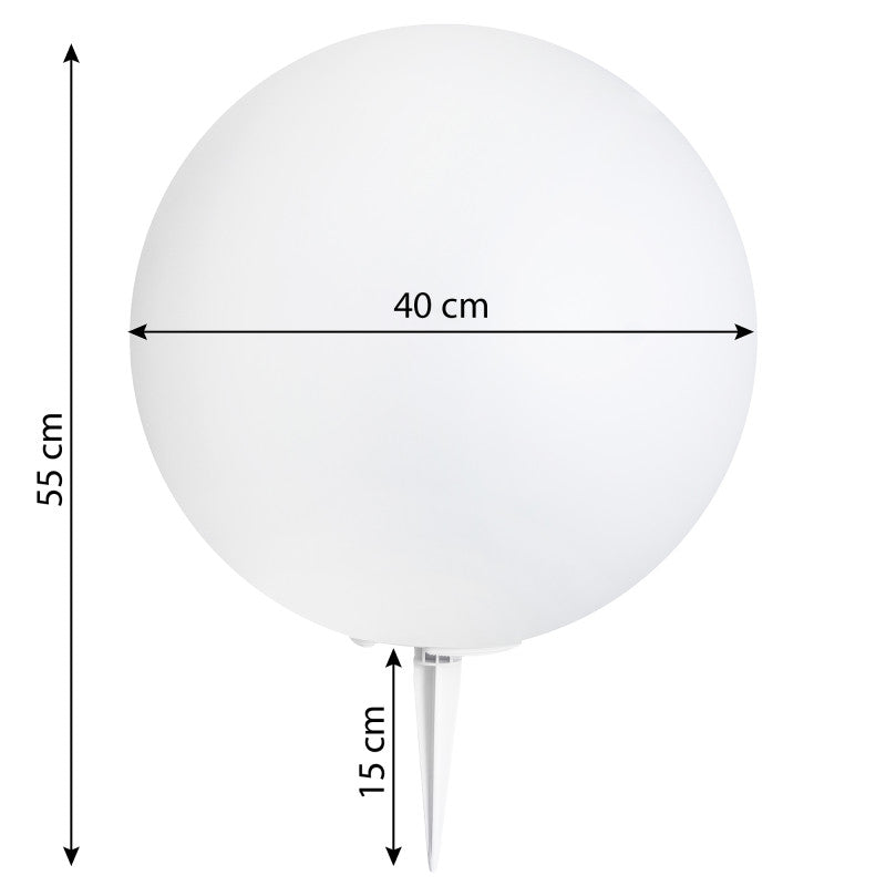 Solar-Gartenkugel LUNAR Ø 40 cm – RGB-LED mit Fernbedienung und Erdspieß