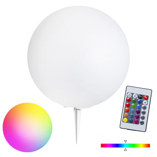 Solar-Gartenkugel LUNAR Ø 40 cm – RGB-LED mit Fernbedienung und Erdspieß