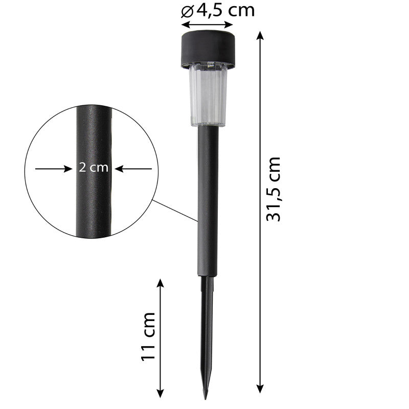 Solar-Gartenleuchte ISKRA – Schwarz, 31,5 cm, 8er-Set