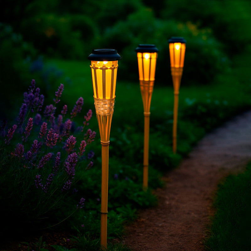 Solar-Bambusfackeln für den Garten – 61 cm, 6er-Set