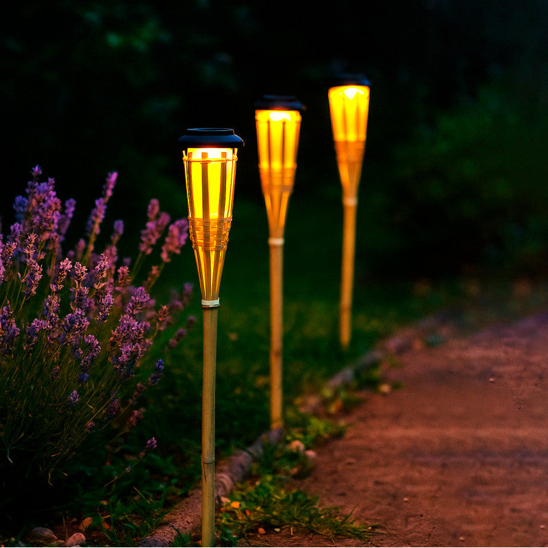Solar-Bambusfackeln für den Garten – 61 cm, 6er-Set