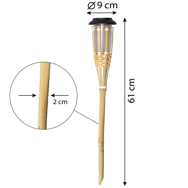 Solar-Bambusfackeln für den Garten – 61 cm, 6er-Set