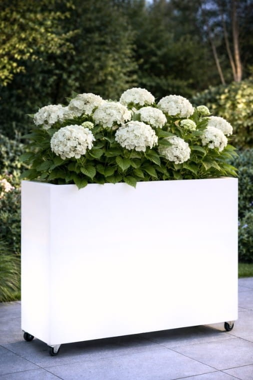 Design-Blumentopf Lungo Grande Light 60 cm auf Rollen mit LED (Neutralweiß)