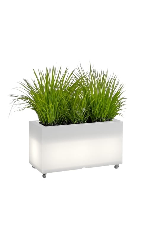 Langer LED-Pflanzkübel auf Rollen Monumo Lungo Light Neutralweiß 38 cm
