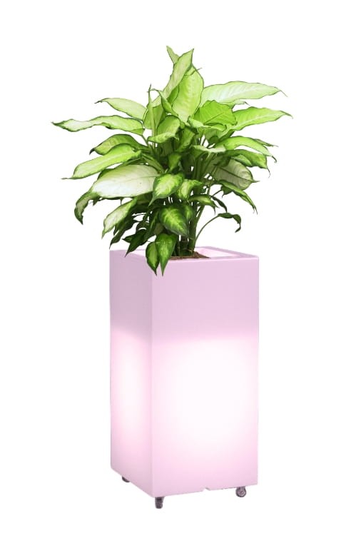 Hoher LED-Pflanzkübel auf Rollen Monumo Tower Pot Light RGB mit Fernbedienung 70 cm
