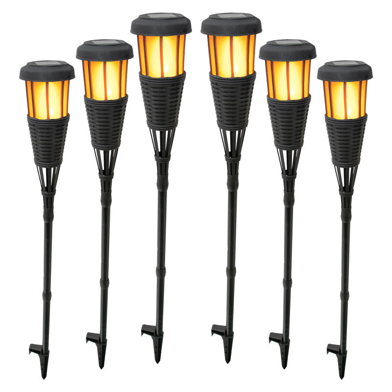 Solar-Gartenfackeln mit Flammeneffekt – 108 cm, 6er-Set