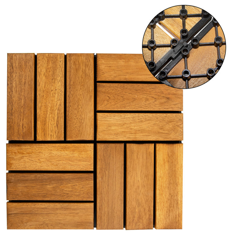 Akazien-Terrassenfliese „Mosaik” 30×30×2,4 cm mit CLICK-System