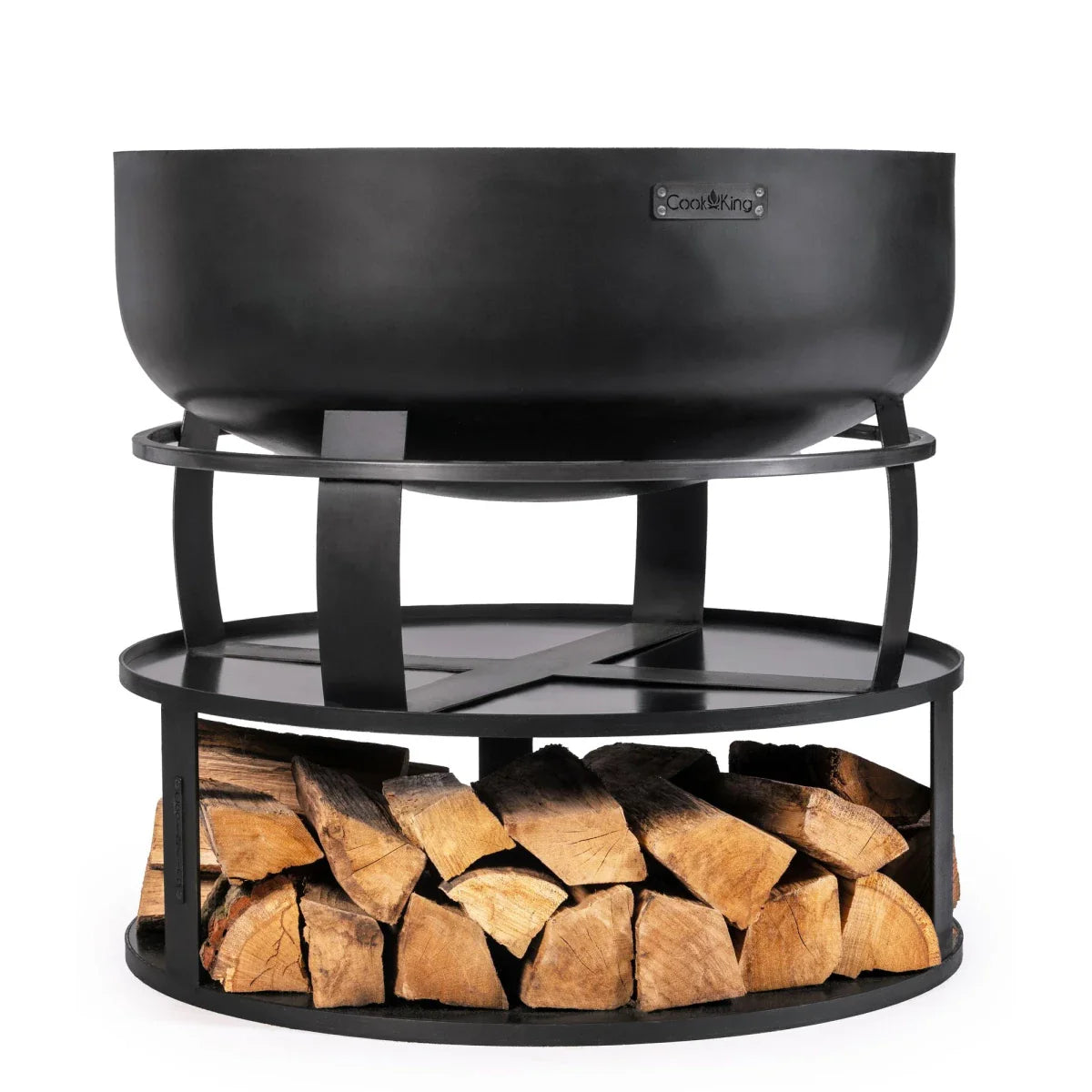 Runde Feuerschalenbasis mit Holzfach 72 cm
