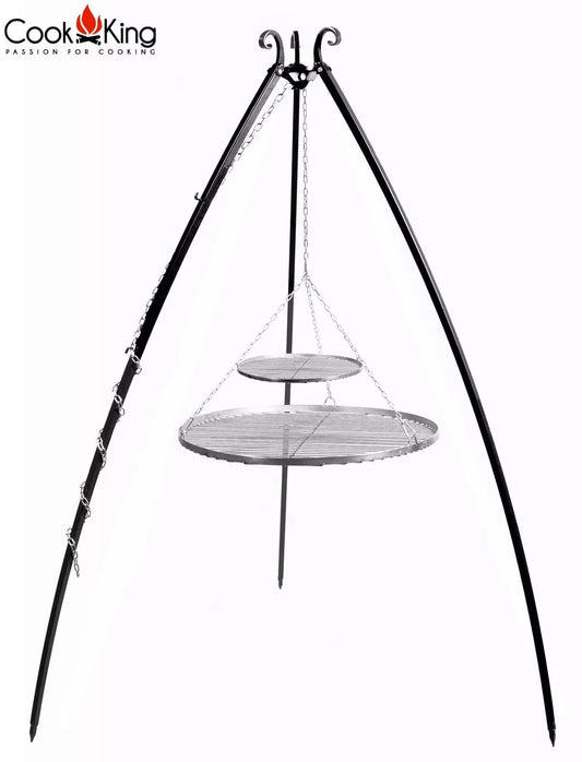 Schwenkgrill 200 cm - Doppelrost aus Edelstahl 70 cm + 40 cm