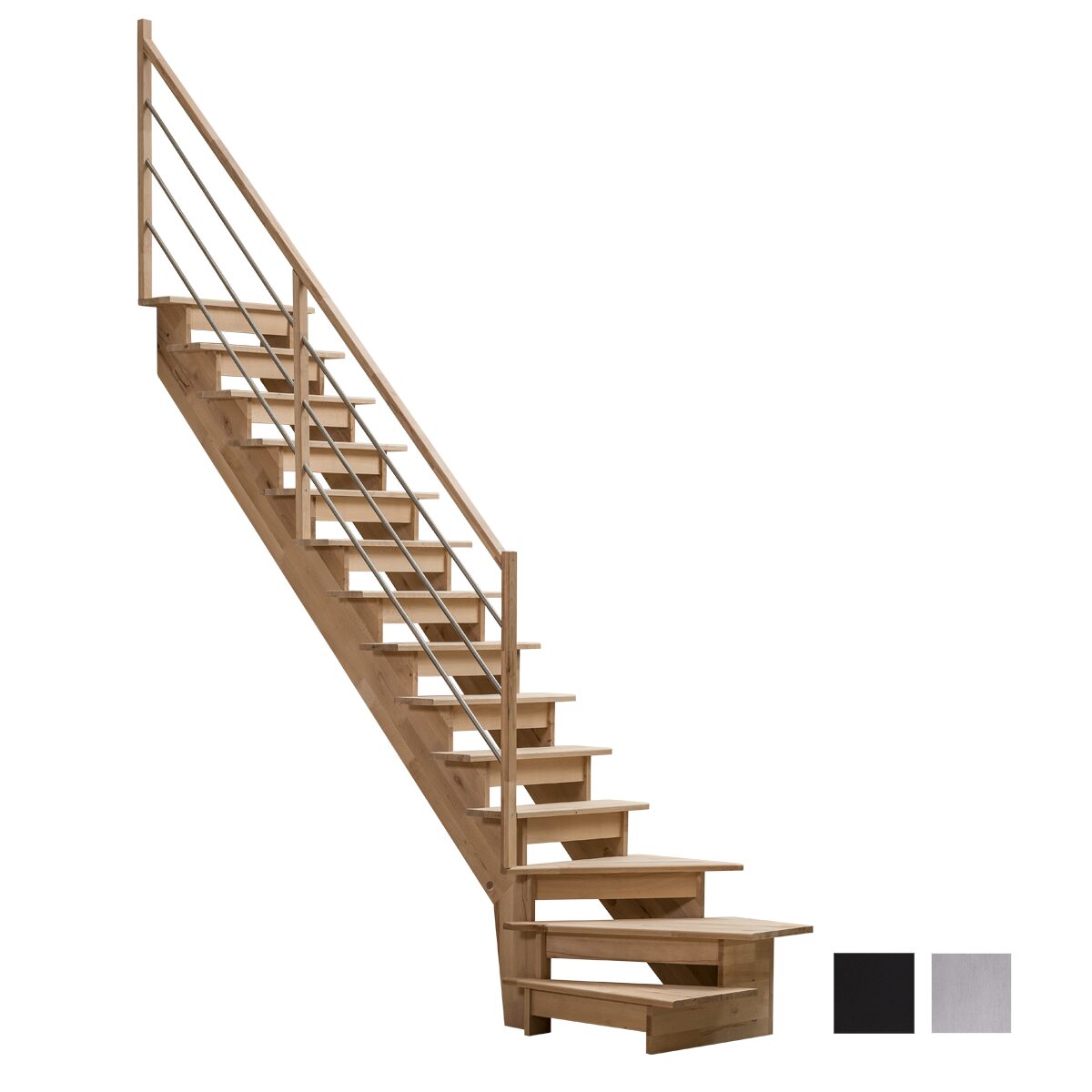Müllertreppe aus Buchenholz – links gewendelt