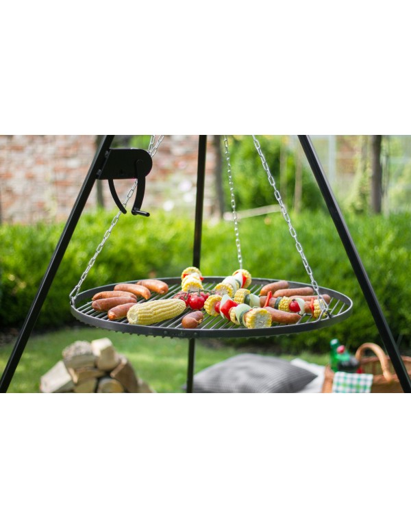 Schwenkgrill 180 cm - Grillrost aus Rohstahl 80 cm + Kurbel