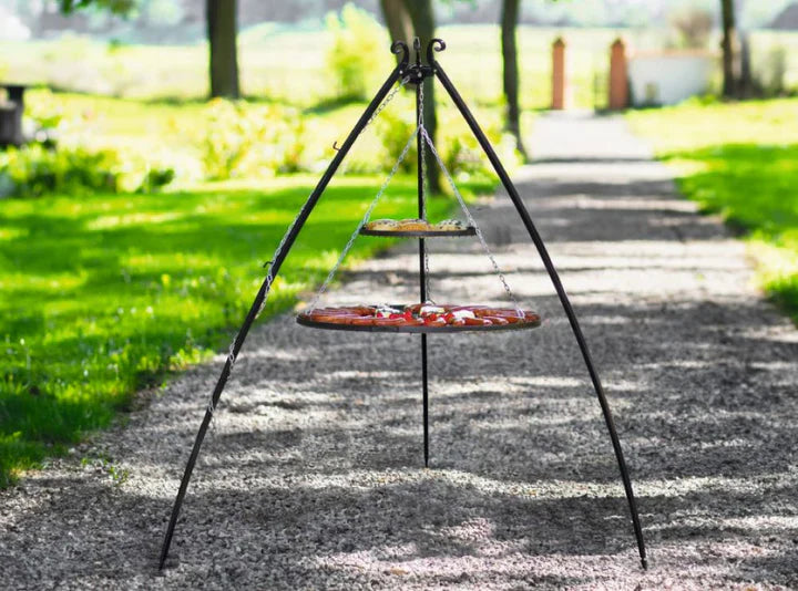 Schwenkgrill 200 cm - Doppelrost aus Edelstahl 70 cm + 40 cm