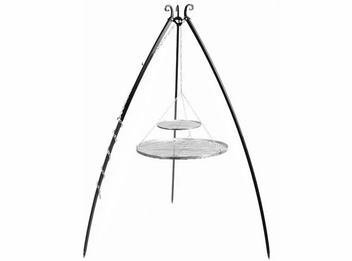 Schwenkgrill 200 cm - Doppelrost aus Edelstahl 70 cm + 40 cm