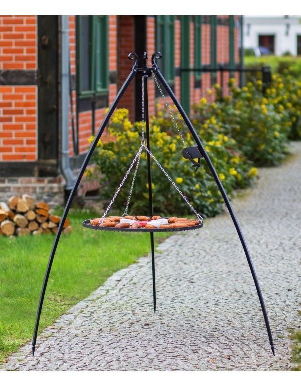 Schwenkgrill 200 cm - Grillrost aus Rohstahl 70 cm + Kurbel