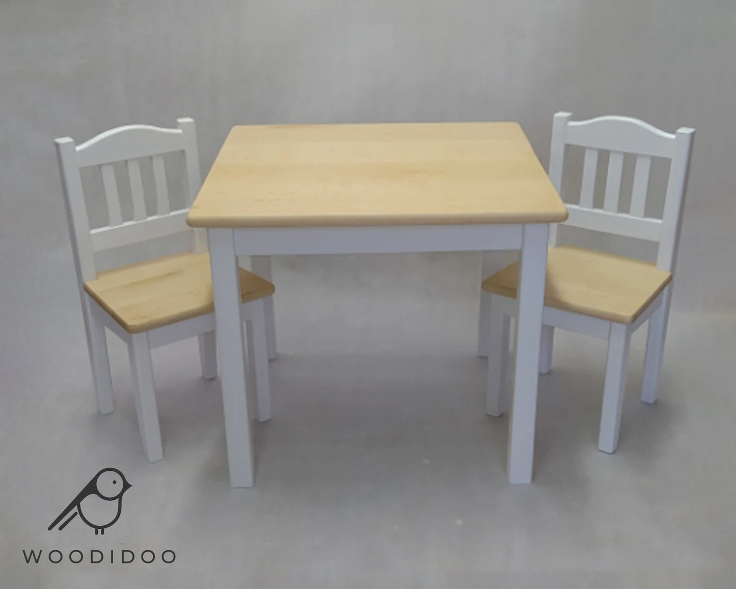 #Weiß mit Naturholz Handgefertigte Holztisch und Stühle für Kind