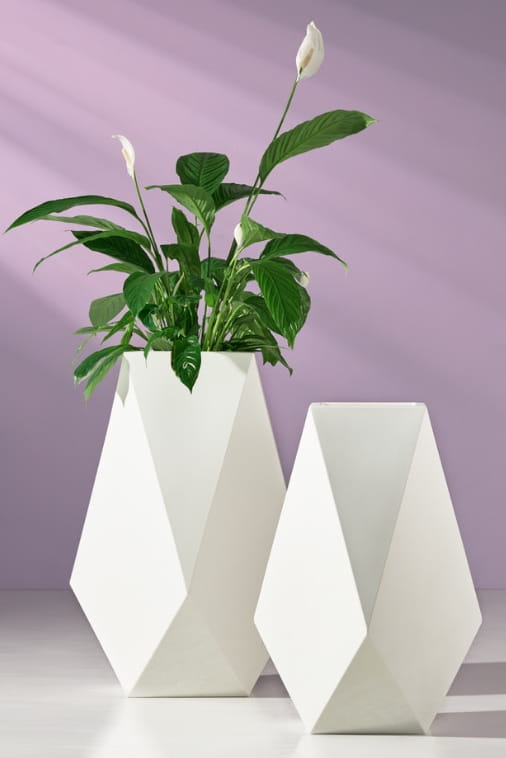 Hoher LED-Pflanzkübel Monumo Volcano Light Neutralweiß 80 cm