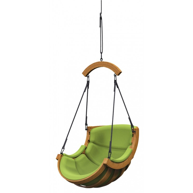 Fly One mit kurvig Querbalken Olivgrüner – der exklusive Schaukelsessel aus Holz