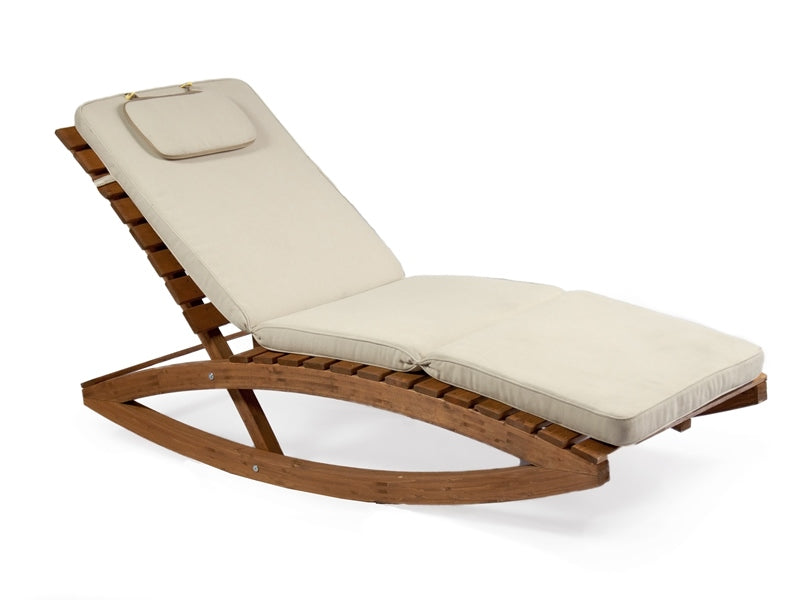 Beige Olefin-Schaukelliege Liegestuhl Joy Lounger aus Holz